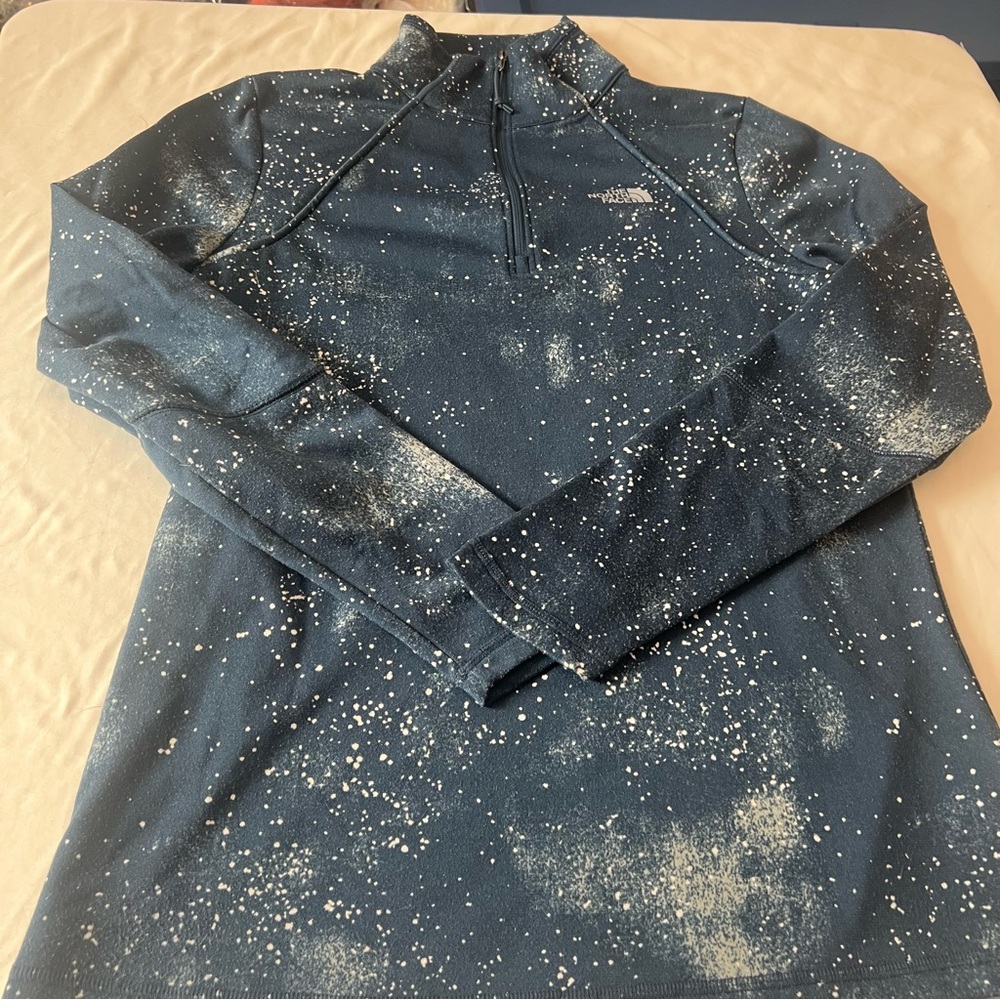 The North Face Snow Print 1/4 Zip Fleece Athletic Pullover Galaxy Splatter Large